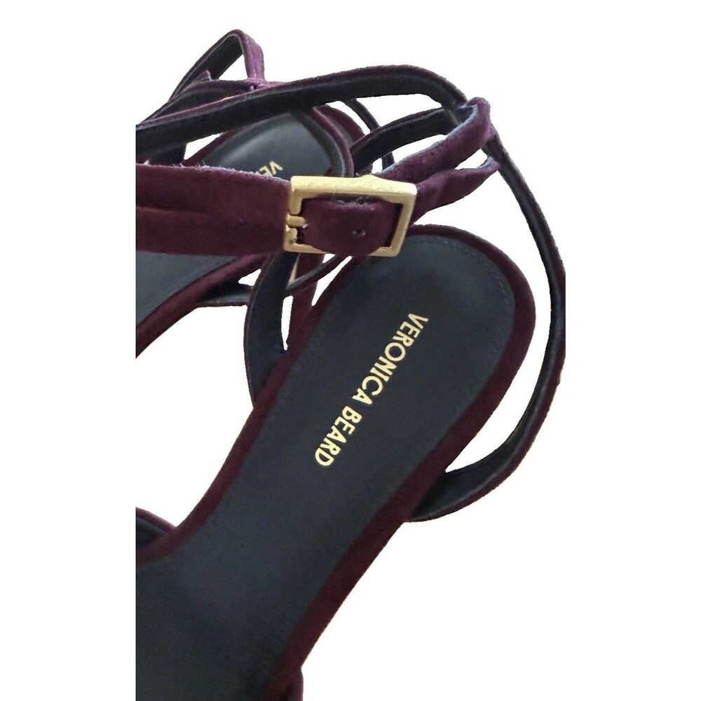 Womens Veronica Beard Burgundy Suede Platform Strappy Heels Sz 7.5 M Luxury EUC - Picture 12 of 16